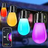 ASAHOM RGB Outdoor String Lights Color Changing, 48FT...
