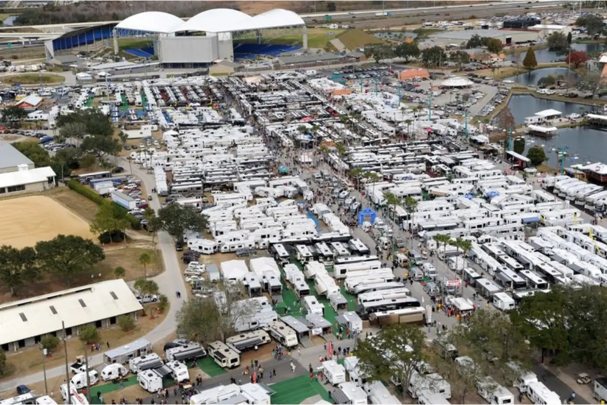 Aerial view of Florida State Fairgrounds at the Florida RV Supershow