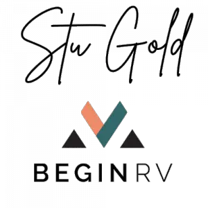 Stu Gold signature and BeginRV logo