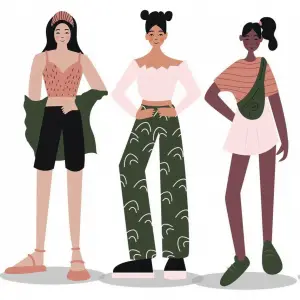 Three Women Fashion Illustration