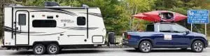 Pickup Truck Towing Travel Trailer