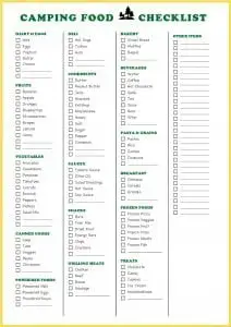 camping food list