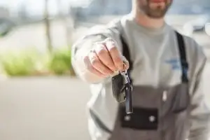 man holding keys