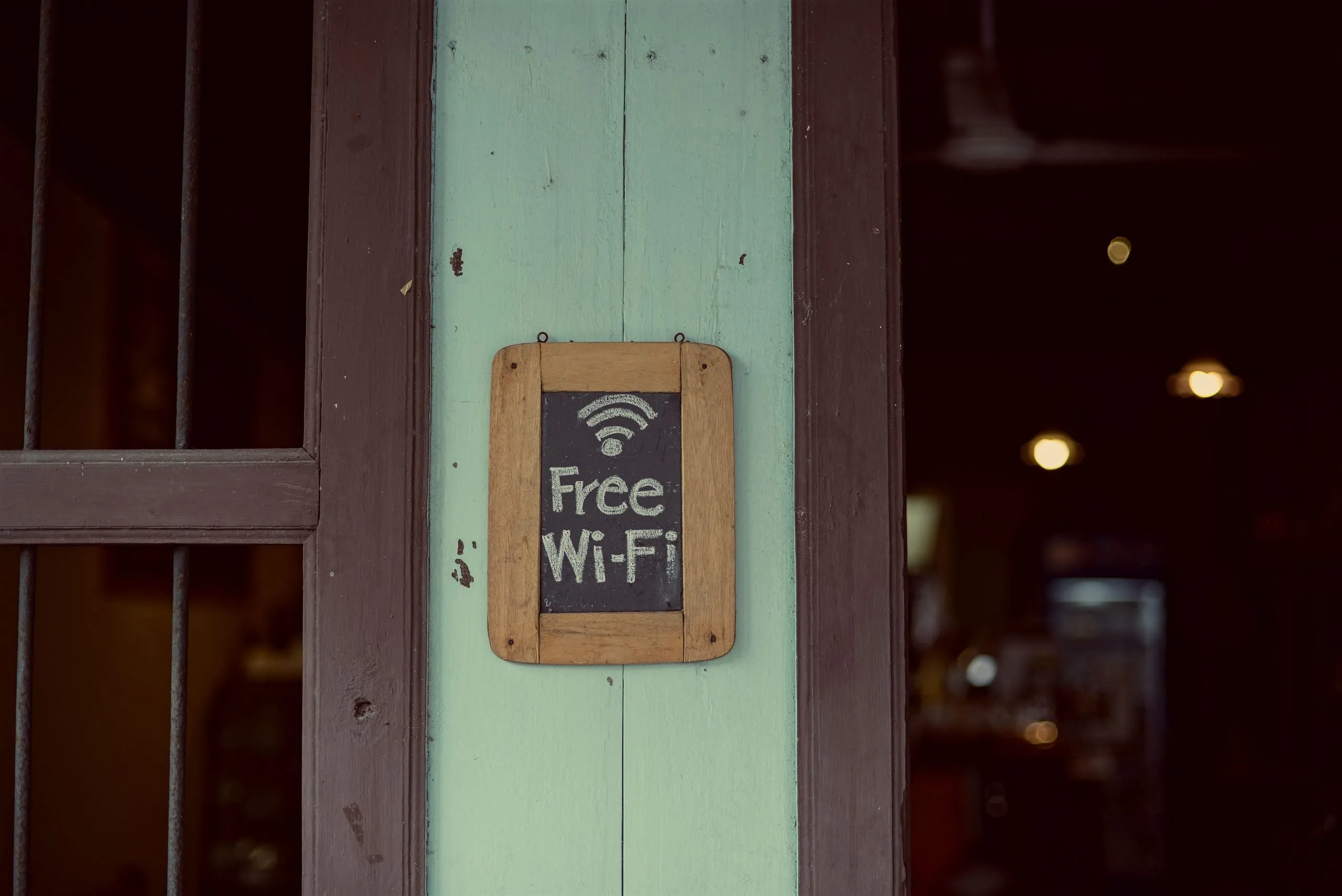 Rustic wifi sign on a old building