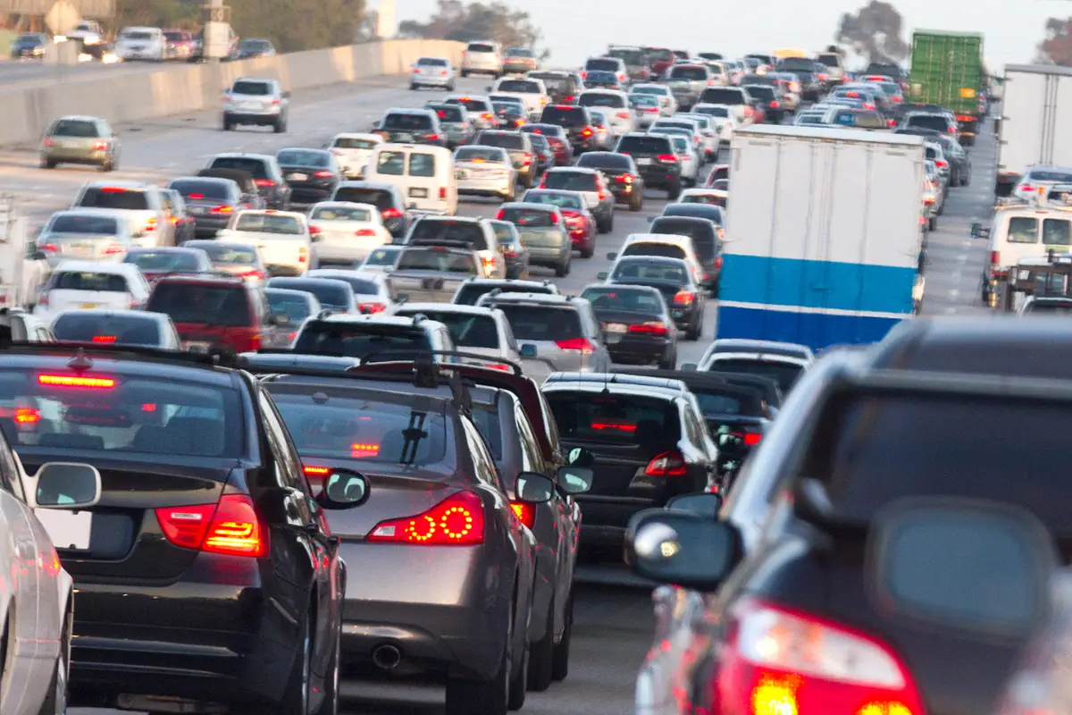 Bumper to bumper traffic on a highway