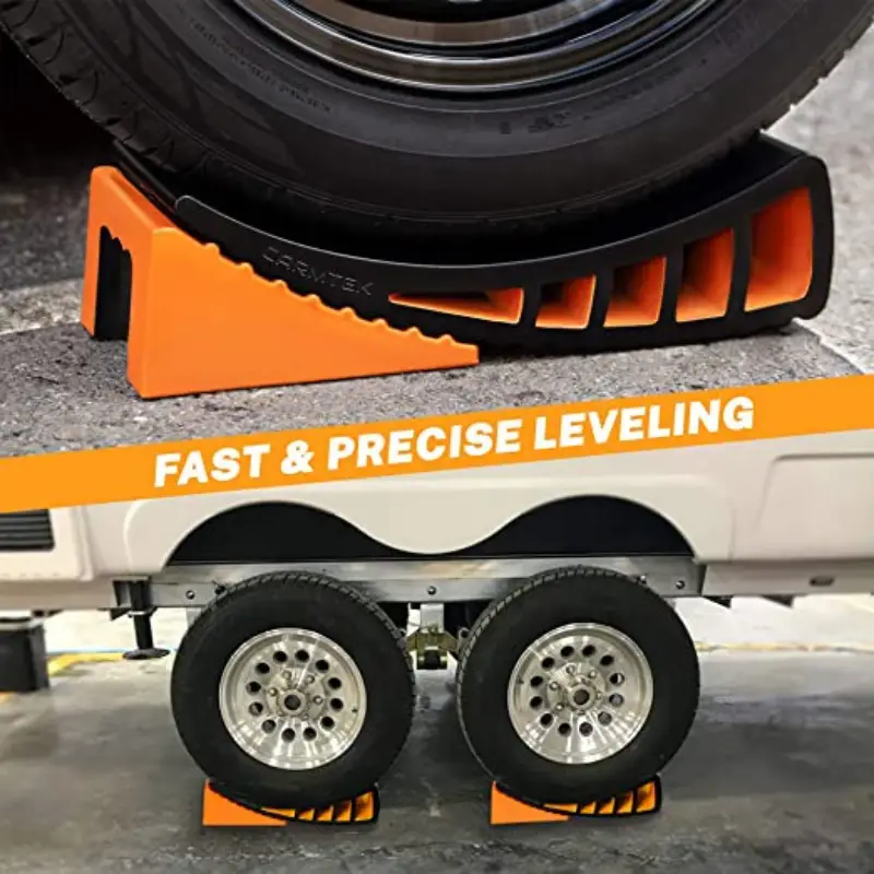 RV leveling blocks under RV tires