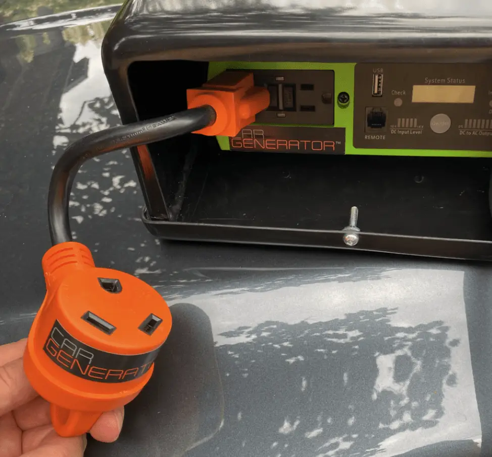 CarGenerator with 30-amp RV plug installed